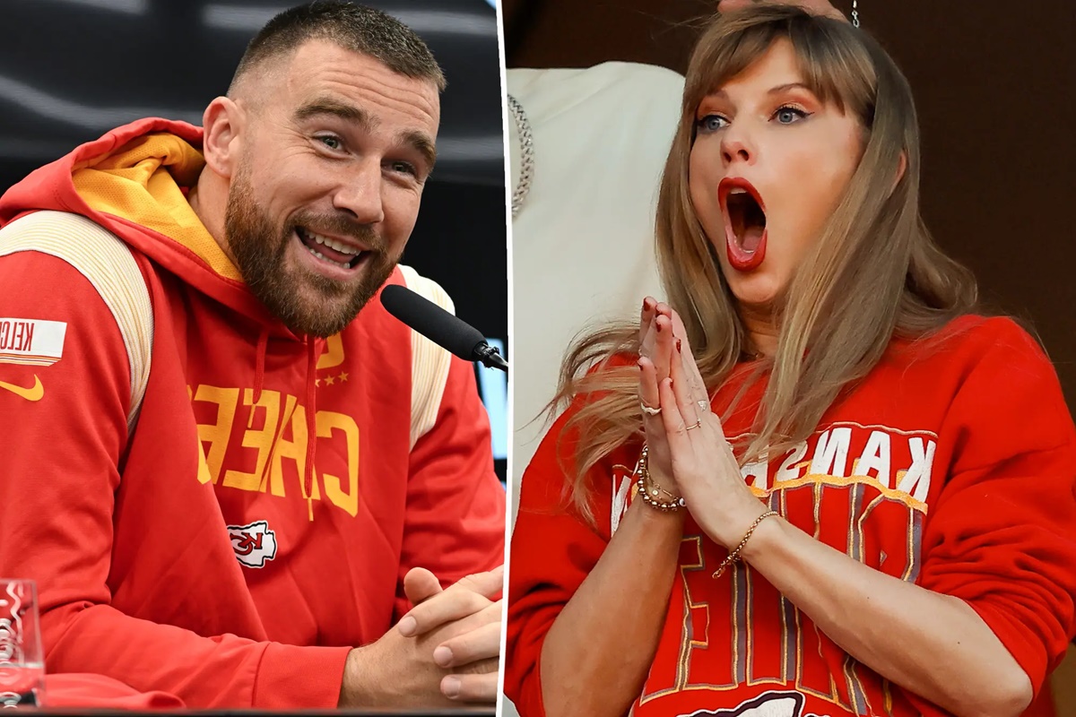 Travis Kelce gets asked if he's in love with Taylor Swift... and this ...