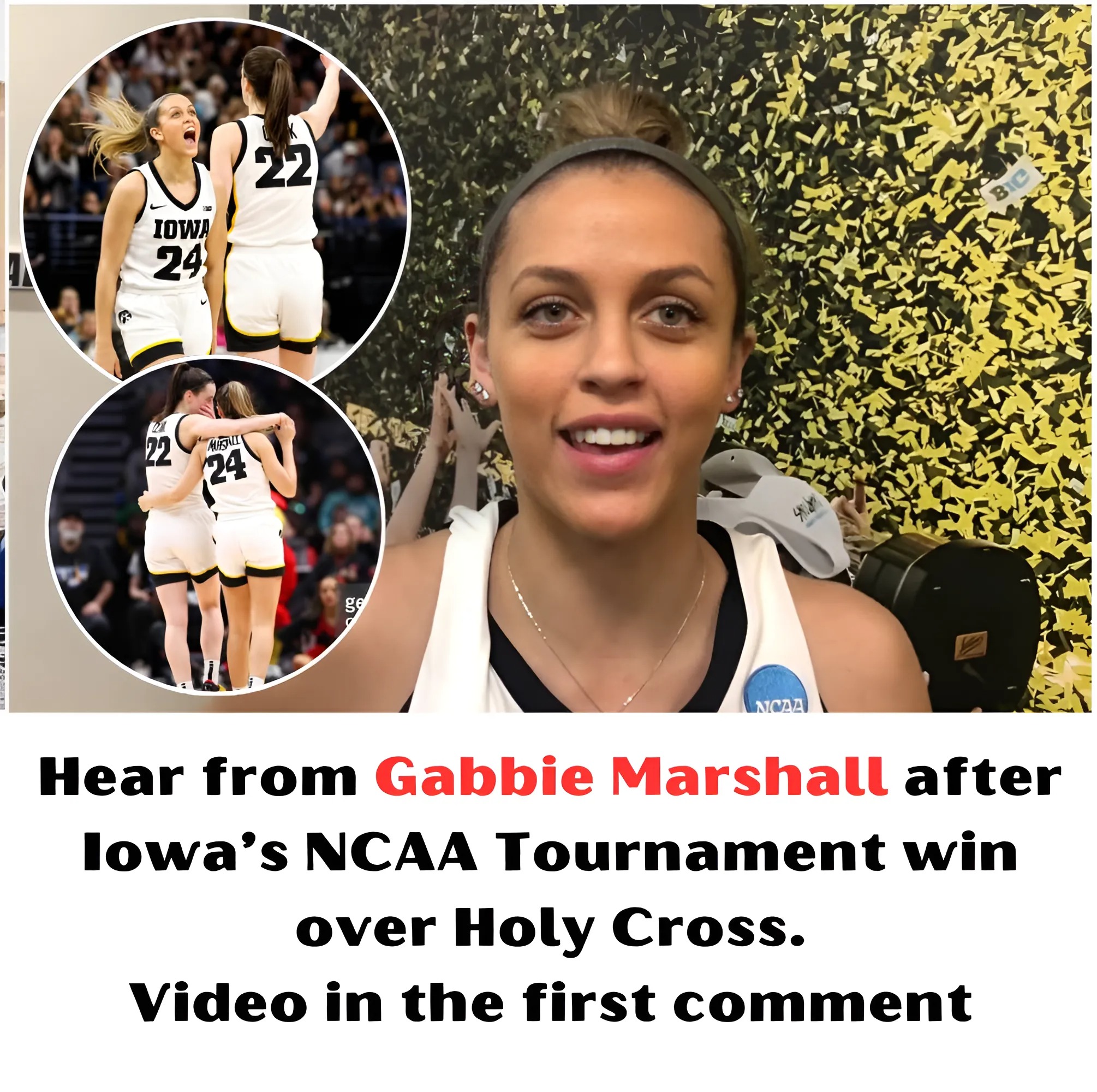 Hear from Gabbie Marshall after Iowa’s NCAA Tournament win over Holy ...