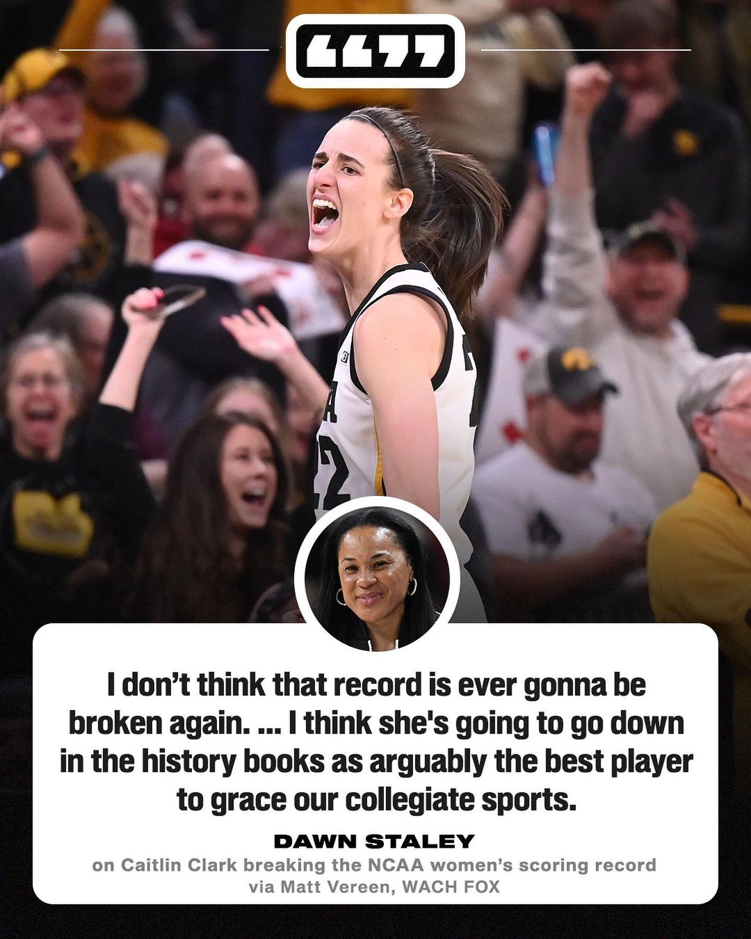 Dawn Staley had high praise for Caitlin Clark after she broke the women ...