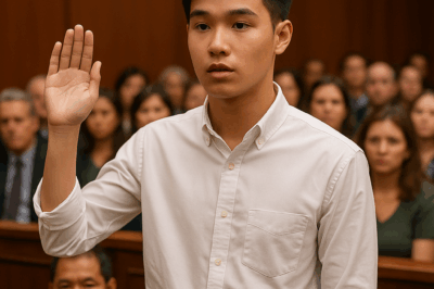 Ngày ra tòa, Hải mặc bộ vest cũ của cha, hơi rộng, nhưng cậu đứng thẳng