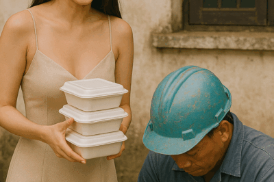 Năm năm sau, một buổi trưa nắng gắt, Hùng ngồi ăn cơm hộp dưới gốc cây gần công ty