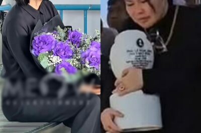 Lê Phương ôm bó hoa hồng tím đến tiễn biệt Quý Bình
