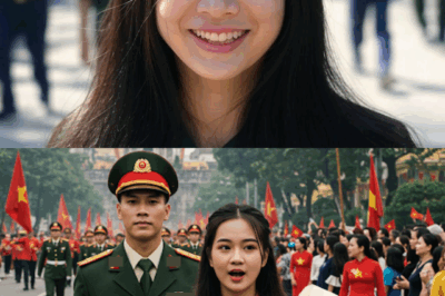 Cô gái chen chúc giữa dòng người đông nghịt để xem lễ duyệt binh kỷ niệm 50 năm thống nhất đất nước