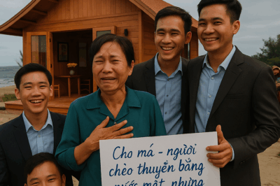 Chị Hòa nhận niềm vui tuổi già từ 3 con trai