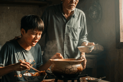 “Ông, sao ông phạt cháu nặng thế? Cháu chỉ làm hỏng cơm thôi mà…”