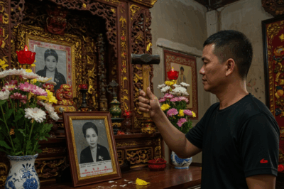 Anh lấy từ trong túi ra một tờ giấy cũ, đã ngả vàng, và đọc to trước sự chứng kiến của mọi người