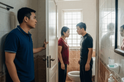 Vợ tôi đang đứng nép vào tường, người ướt đẫm, tóc tai bết dính